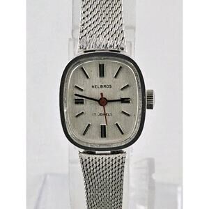 Ladies Helbros Vintage 17 Jewels Manual Wind Mesh Battery Runs Well Nice